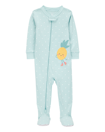 Baby Girl 1-Piece Pineapple 100% Snug Fit Cotton Footie Pajamas - Green, 