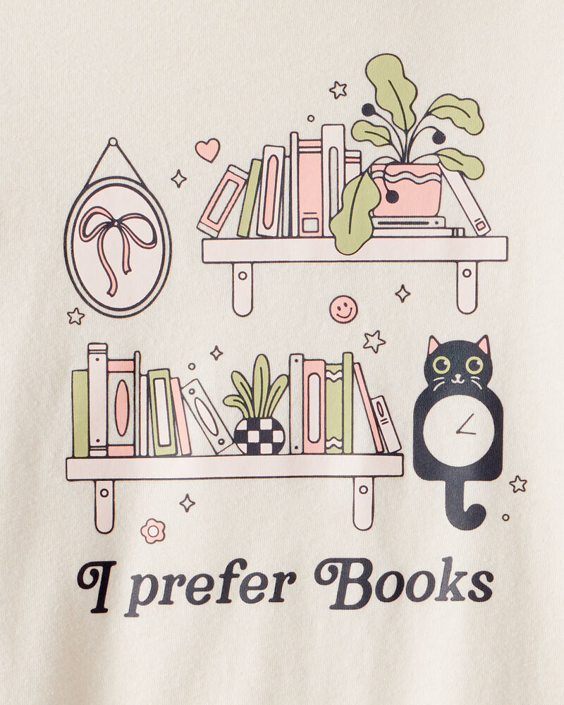Girls I Prefer Books Long-Sleeve Graphic Tee - White, image 2 of 3 slides