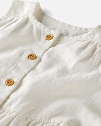 Baby Button-Front Ruffle Top Made With Linen, 