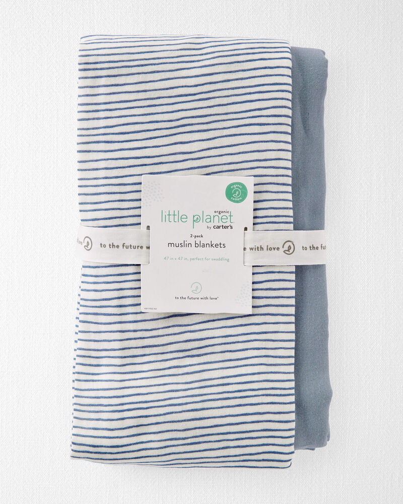 2-Pack Organic Cotton Muslin Swaddle Blankets, image 3 of 4 slides