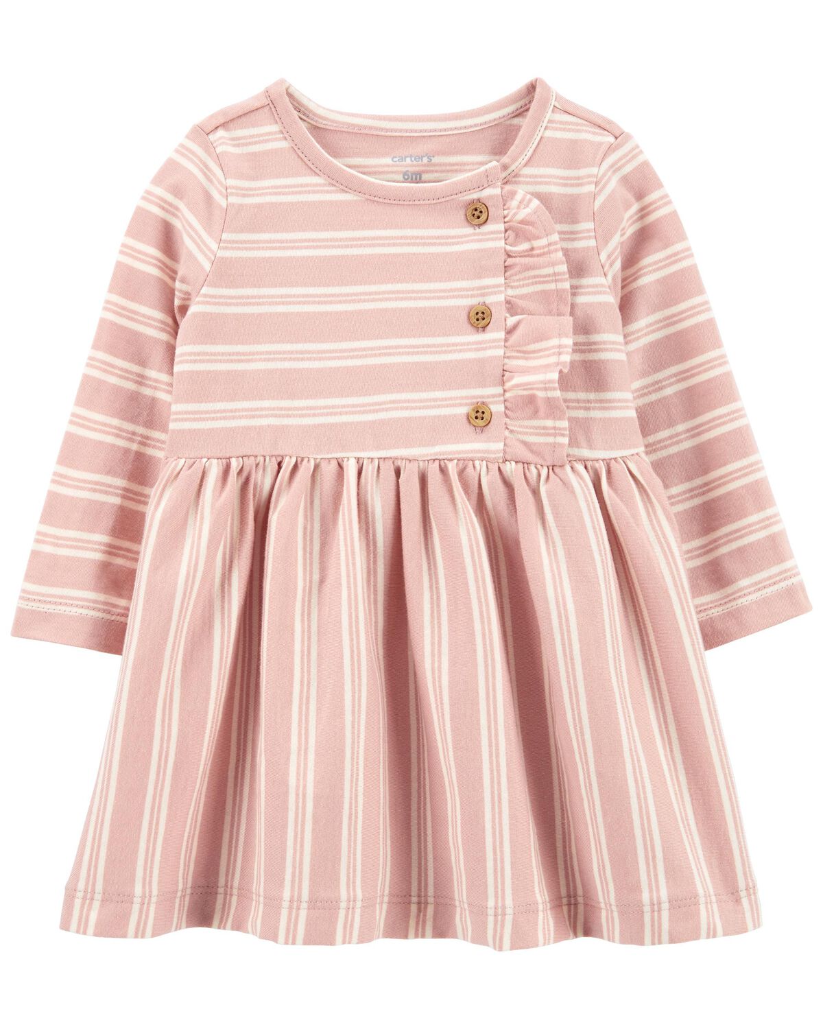 Pink Baby Striped Jersey Dress | carters.com