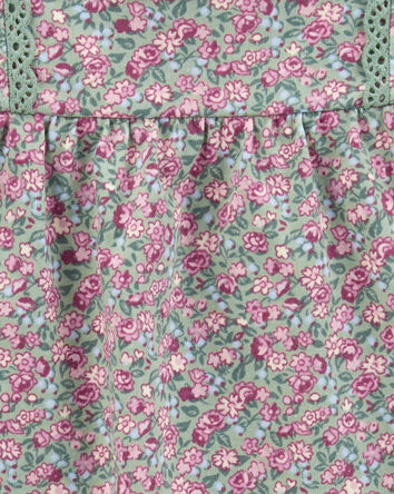 Toddler Floral Print Crochet Top, 