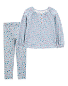 Toddler 2-Piece Gauze Top & Floral Leggings Set Set, image 1 of 8 slides