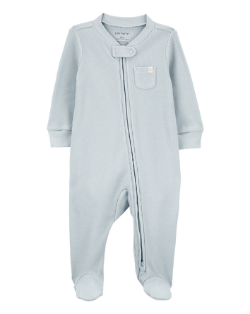 Baby 2-Way Zip Waffle Knit Sleep & Play Pajamas, 