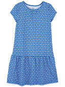 Blue - Kid Geo Print Cotton Dress