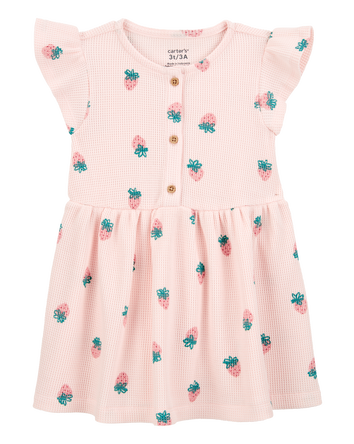 Toddler Strawberry Waffle Knit Dress, 