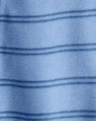 Baby 1-Piece Striped Fleece Footie Pajamas - Blue, image 2 of 3 slides