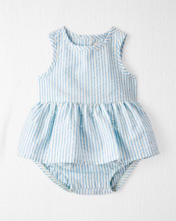 Baby Seersucker Ruffle Sunsuit Made with Organic Cotton, 