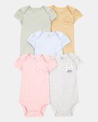 Baby Girl 5-Pack Animal Short-Sleeve Cotton Bodysuits, image 1 of 7 slides
