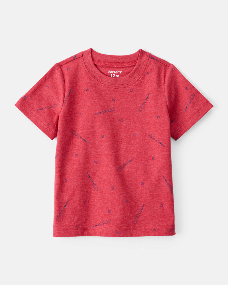 Baby Boy Baseball Print Short-Sleeve Tee - Red, image 1 of 3 slides