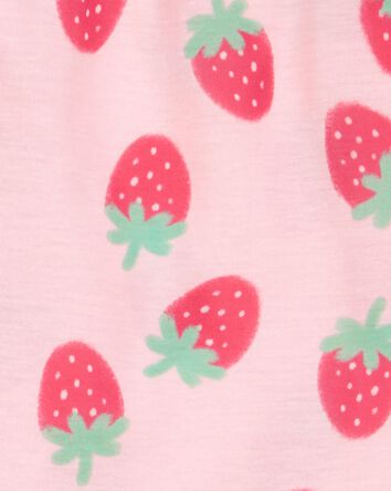 Toddler Girl Strawberry Print Loose Fit 2-Piece Pajamas - Pink, 