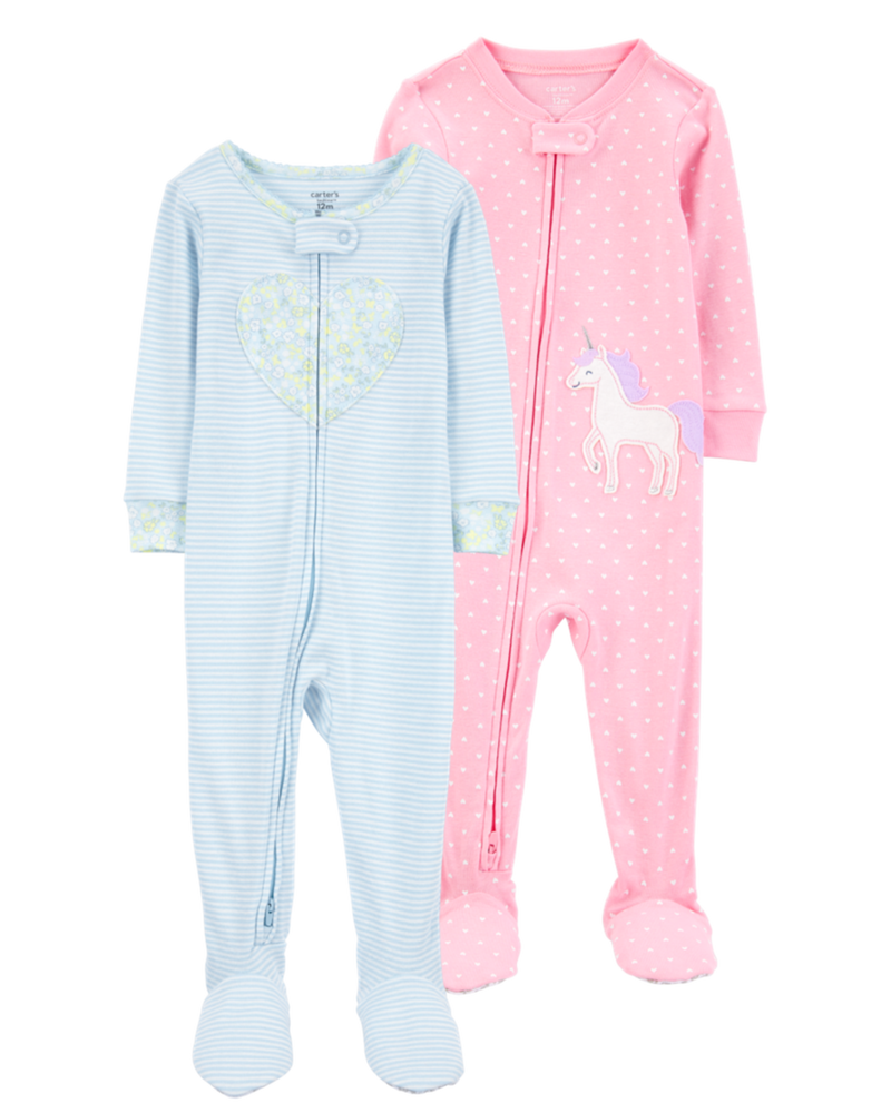 Baby 2-Pack Cotton Footie Pajamas, image 1 of 5 slides
