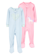 Baby 2-Pack Cotton Footie Pajamas, image 1 of 5 slides