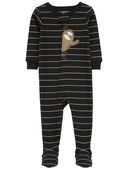 Black - Toddler 1-Piece Sloth 100% Snug Fit Cotton Footie Pajamas