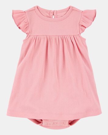Baby 2-Piece Bodysuit Dress & Cardigan Set - Pink/Ivory, 