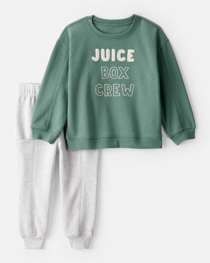 Toddler Boy Juice Box Crew Long-Sleeve Tee & Pant Set - Green, image 1 of 7 slides