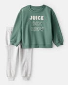 Toddler Boy Juice Box Crew Long-Sleeve Tee & Pant Set - Green, image 1 of 7 slides