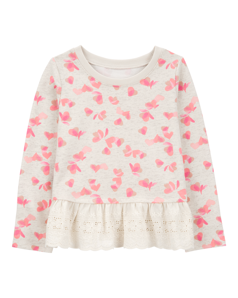 Toddler Heart-Print French Terry Sweater, image 1 of 3 slides
