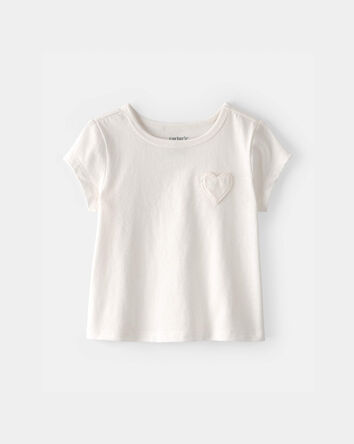 Baby Girl Heart Pocket Top - Ivory, 