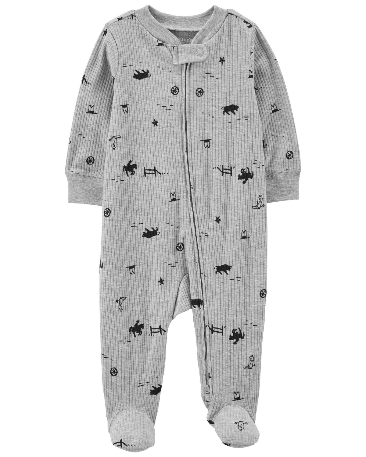 Heather Baby Cowboy 2Way Zip Ribbed Sleep & Play Pajamas