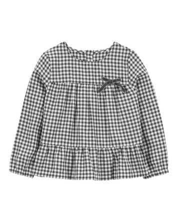 Baby Plaid Twill Long-Sleeve Fashion Top, 