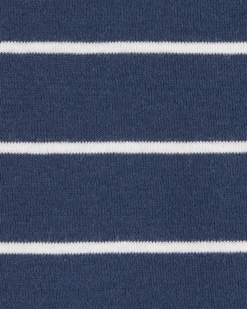 Baby Striped Snug Fit Cotton 1-Piece Pajamas - Navy, image 2 of 4 slides