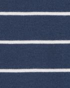 Baby Striped Snug Fit Cotton 1-Piece Pajamas - Navy, image 2 of 4 slides