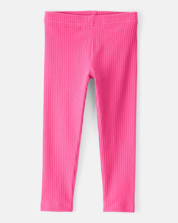 Toddler Girl Cotton Solid Stretch Leggings - Pink, 