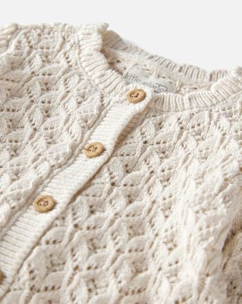 Baby Girl Organic Cotton Pointelle Sweater, 