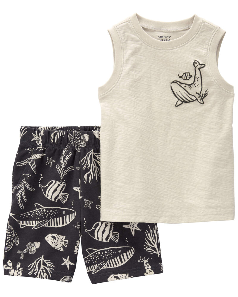 Baby 2-Piece Whale Tank & Short Set, image 1 of 3 slides