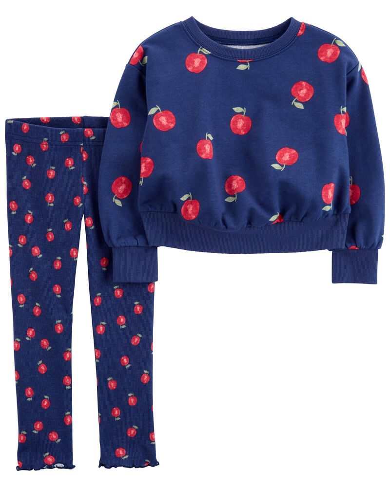 Toddler 2-Piece Apple Sweatshirt & Pant Set, image 1 of 3 slides