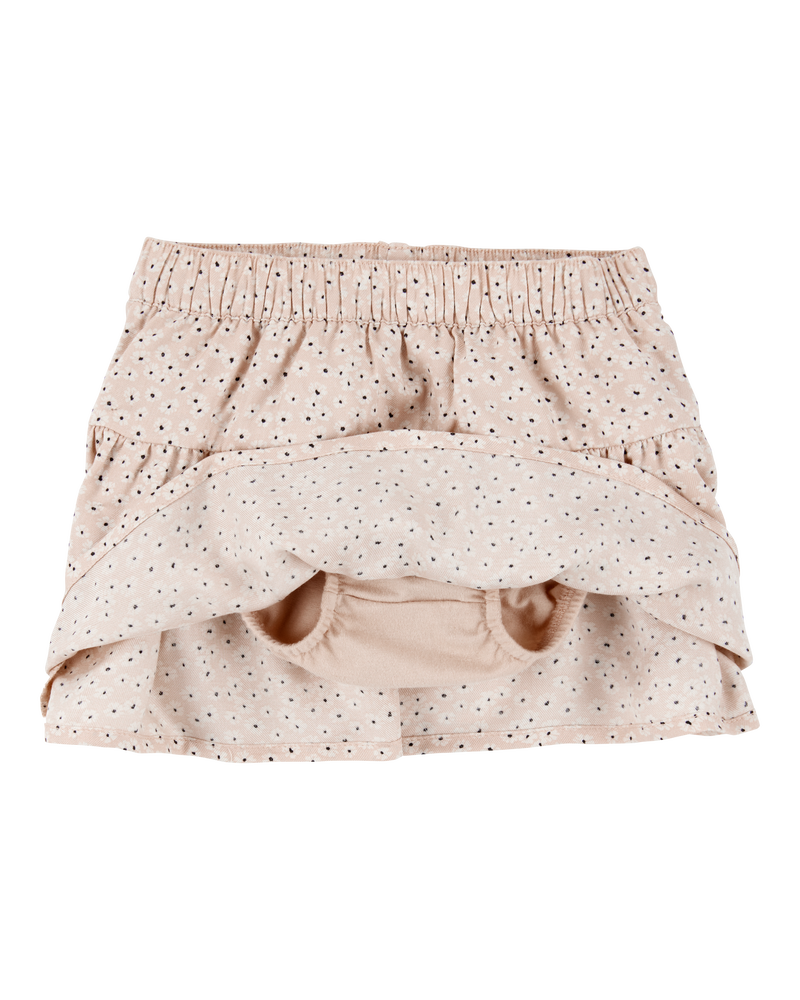 Baby Floral Pull-On Ruffle Skort - Tan, image 2 of 5 slides