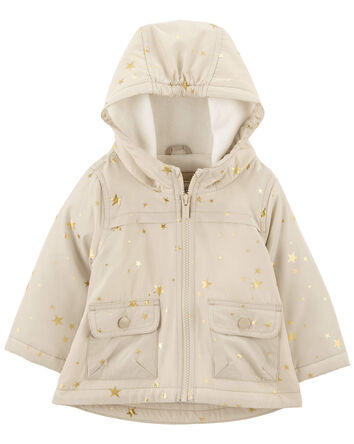 Baby Star Foil Mid-Weight Fleece-Lined Jacket, 
