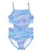 Girls 1-Piece Floral Cut-Out Swimsuit, image 1 of 4 slides