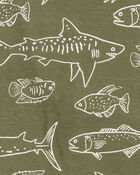Kid Fish Print Snug Fit Cotton 4-Piece Pajamas, image 3 of 4 slides