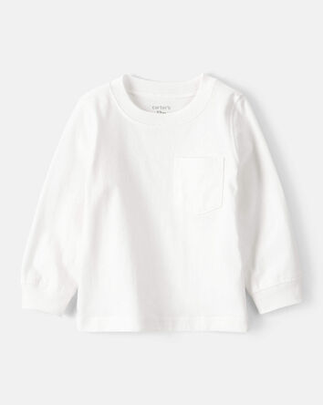 Baby Boy Long-Sleeve Pocket Tee - White, 