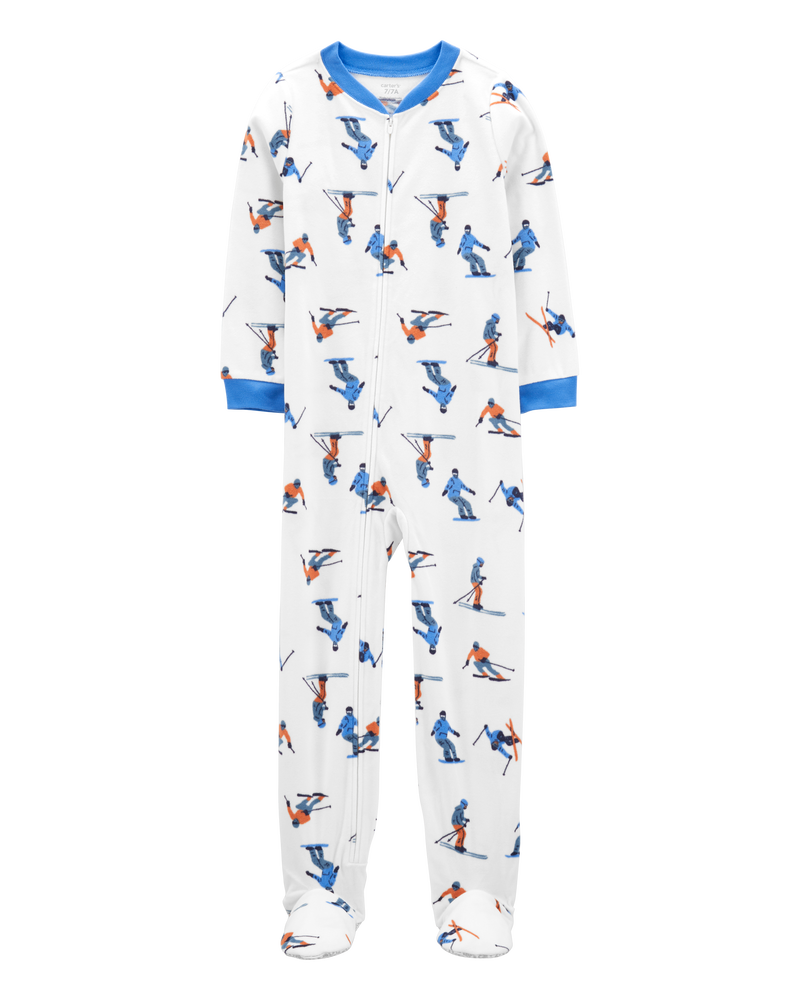 Kid 1-Piece Ski Fleece Footie Pajamas, image 1 of 3 slides