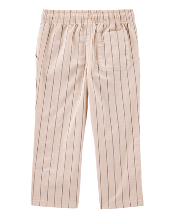 Baby Striped Pull-On Cotton Pants - Tan, 
