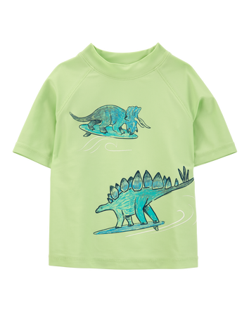Toddler Boy Dinosaur Short-Sleeve Rashguard - Lime Green, 