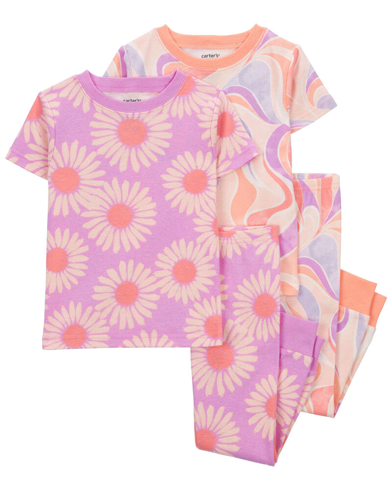 Toddler 4-Piece Daisy 100% Snug Fit Cotton Pajamas, image 1 of 5 slides