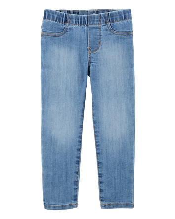 Toddler Light Wash Elastic-Waist Jeggings, 