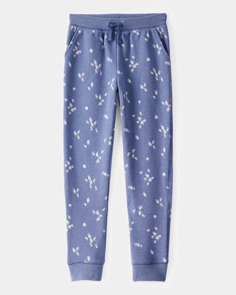 Girls Floral Print DayDream Fleece Drawstring Joggers - Blue, image 1 of 4 slides