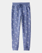 Girls Floral Print DayDream Fleece Drawstring Joggers - Blue, image 1 of 4 slides