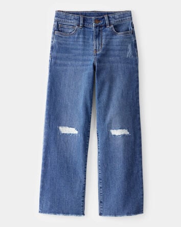 Kid High Rise Distressed Denim Jeans - June Wash, 
