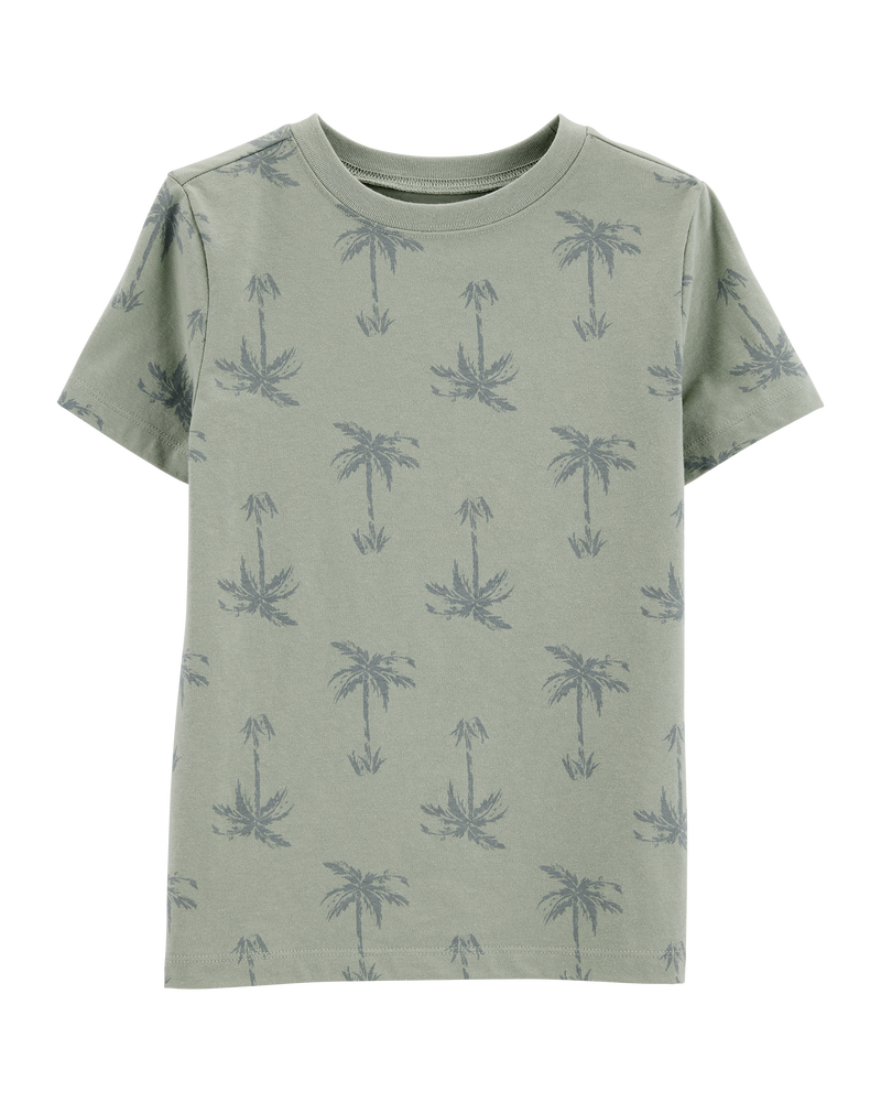 Boys Palm Tree Print Tee - Green, image 1 of 3 slides