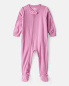 Baby Girl Fleece Loose Fit 1-Piece Pajamas-Pink, image 1 of 4 slides