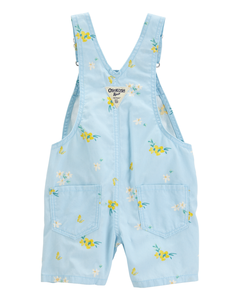 Toddler Girl Floral Shortalls - Blue, image 2 of 4 slides