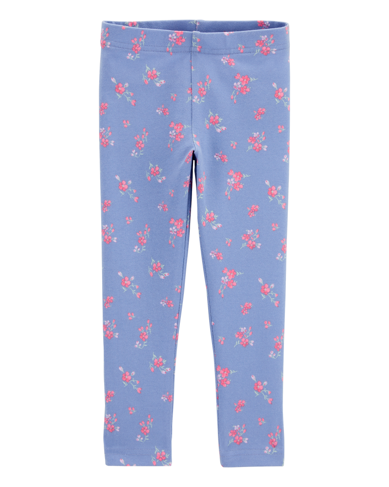 Baby Floral-Print Stretch Leggings - Blue, image 1 of 4 slides