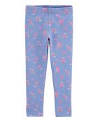 Baby Floral-Print Stretch Leggings - Blue, image 1 of 4 slides