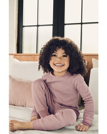 Toddler Waffle Knit Pajamas Set Made With Organic Cotton, 